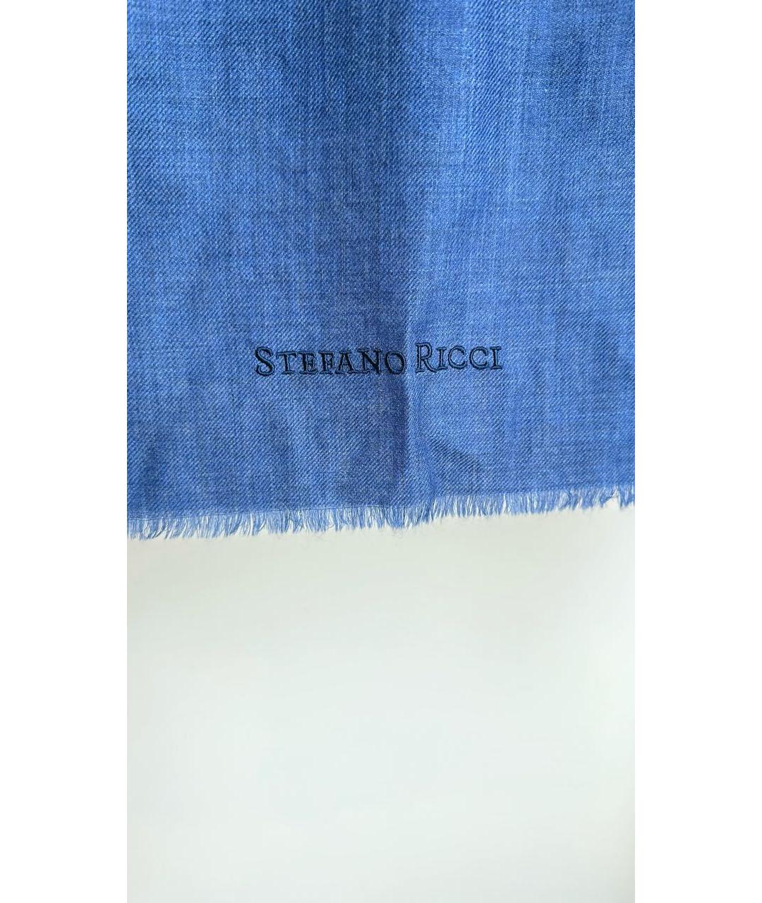 STEFANO RICCI Синий кашемировый шарф, фото 2
