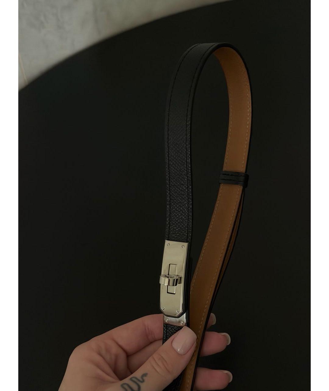 HERMES Черный кожаный ремень, фото 6