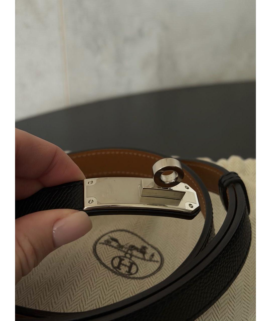 HERMES Черный кожаный ремень, фото 4