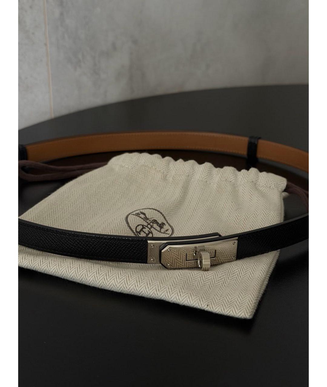 HERMES Черный кожаный ремень, фото 5