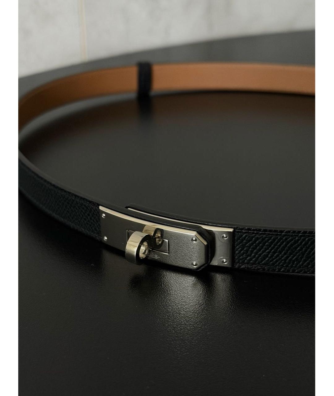 HERMES Черный кожаный ремень, фото 2