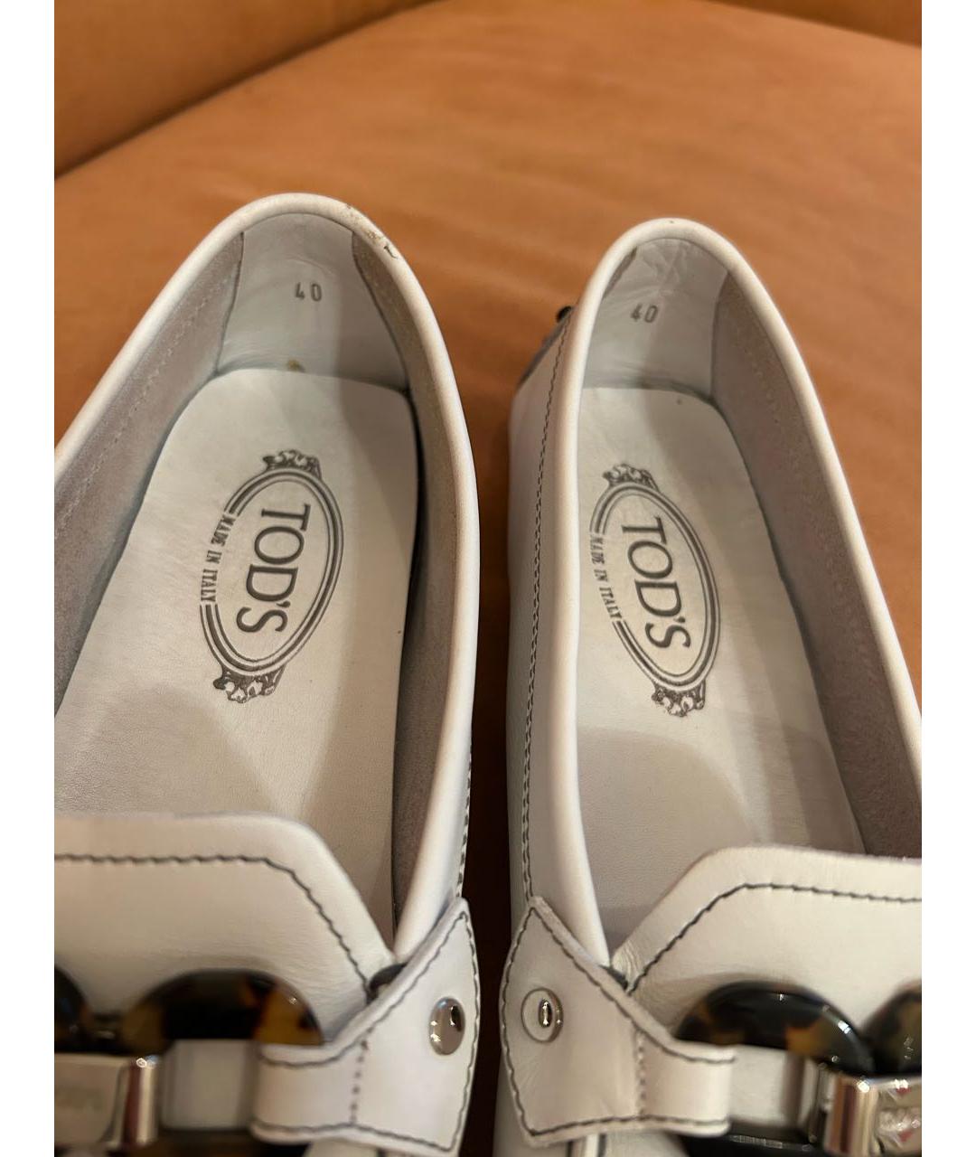 TOD'S Белые кожаные мокасины, фото 7