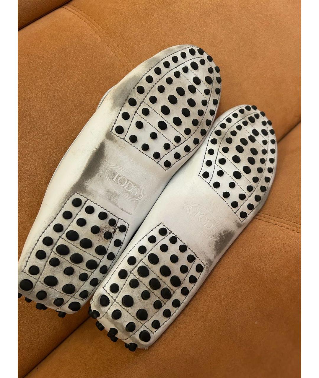 TOD'S Белые кожаные мокасины, фото 5