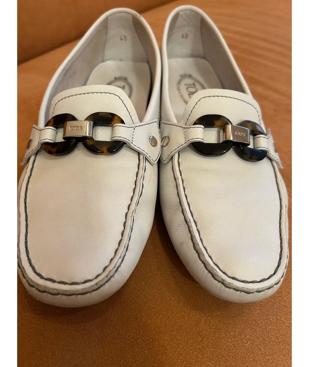 TOD'S Белые кожаные мокасины, фото 8