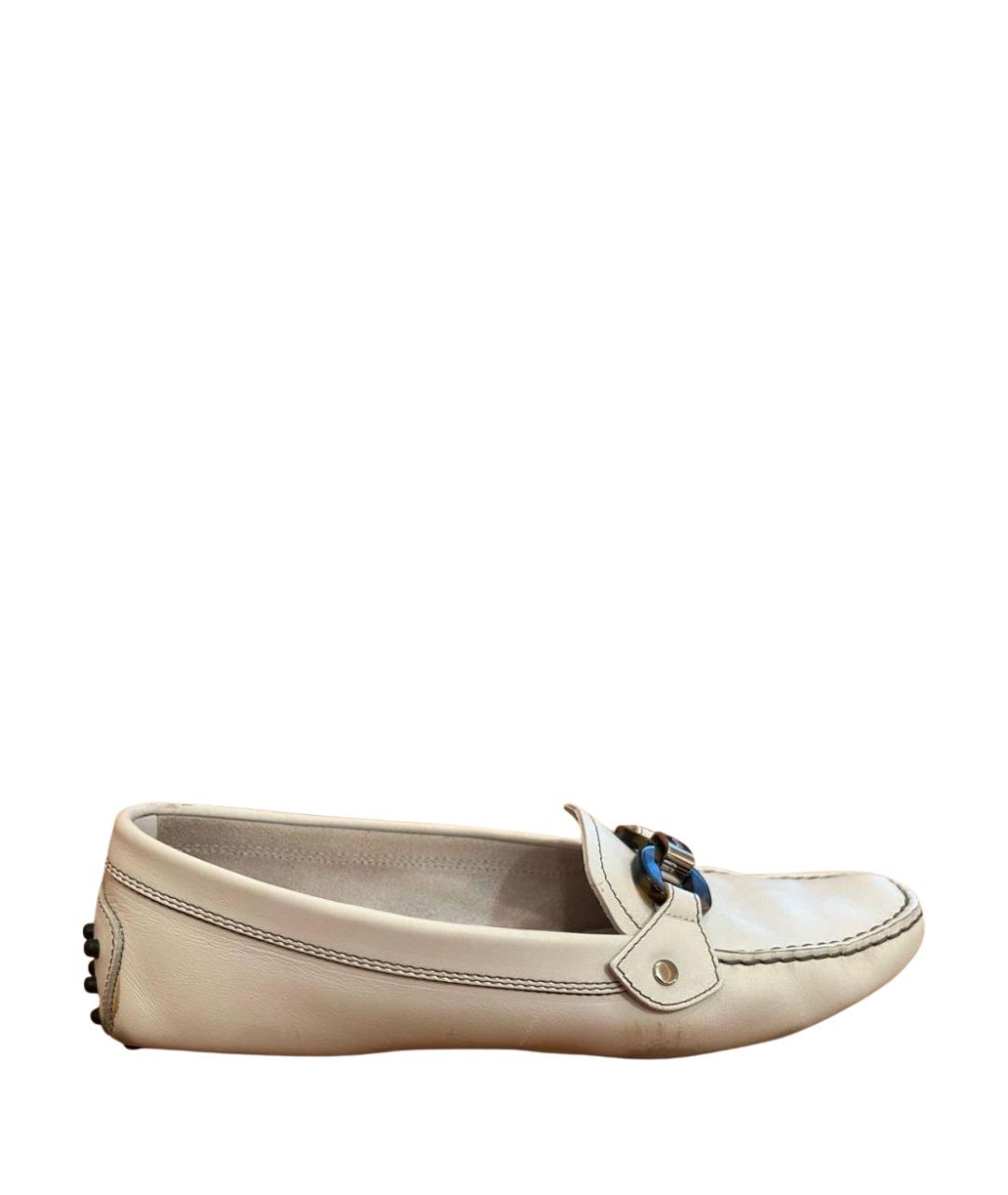 TOD'S Белые кожаные мокасины, фото 1