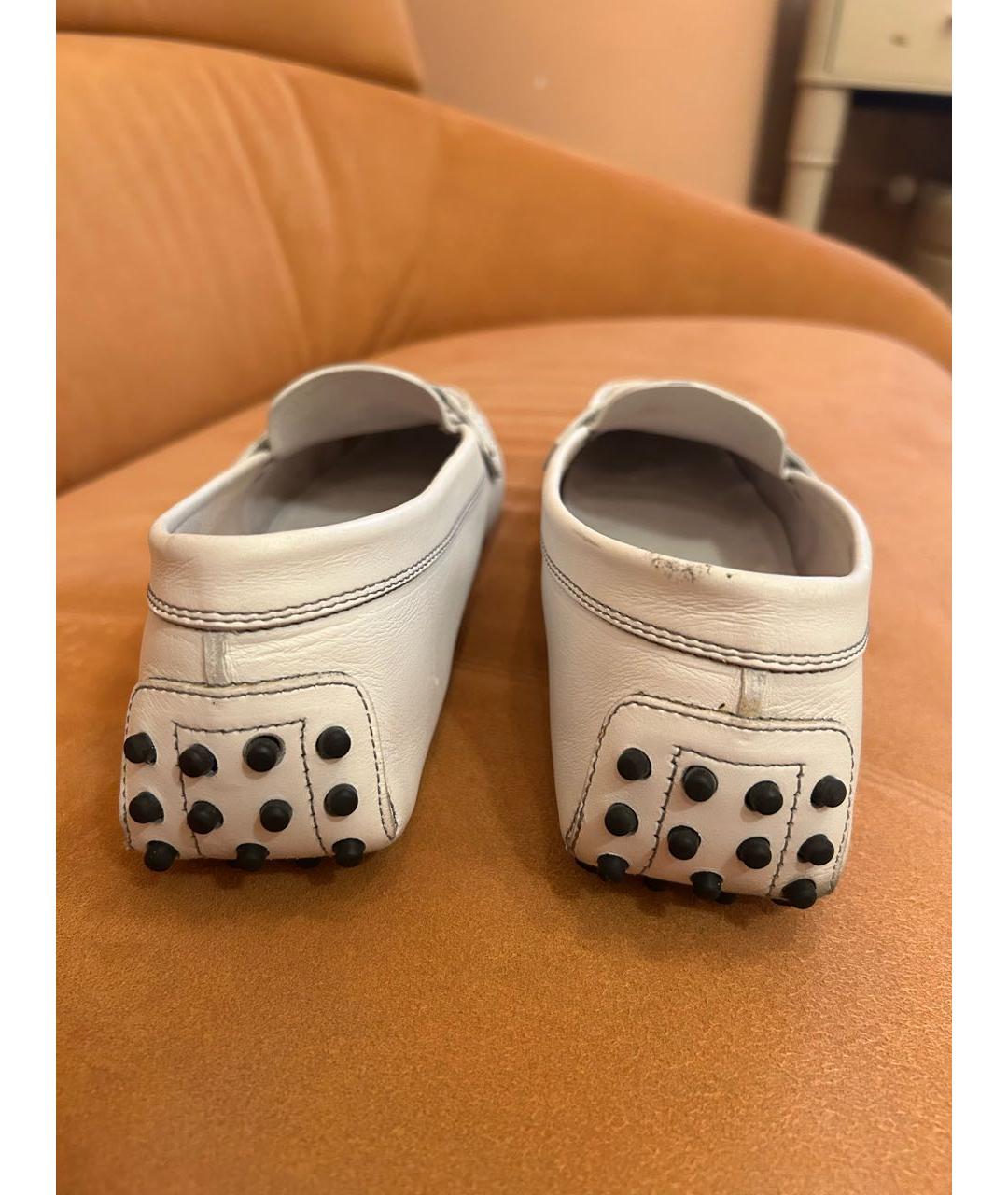 TOD'S Белые кожаные мокасины, фото 4
