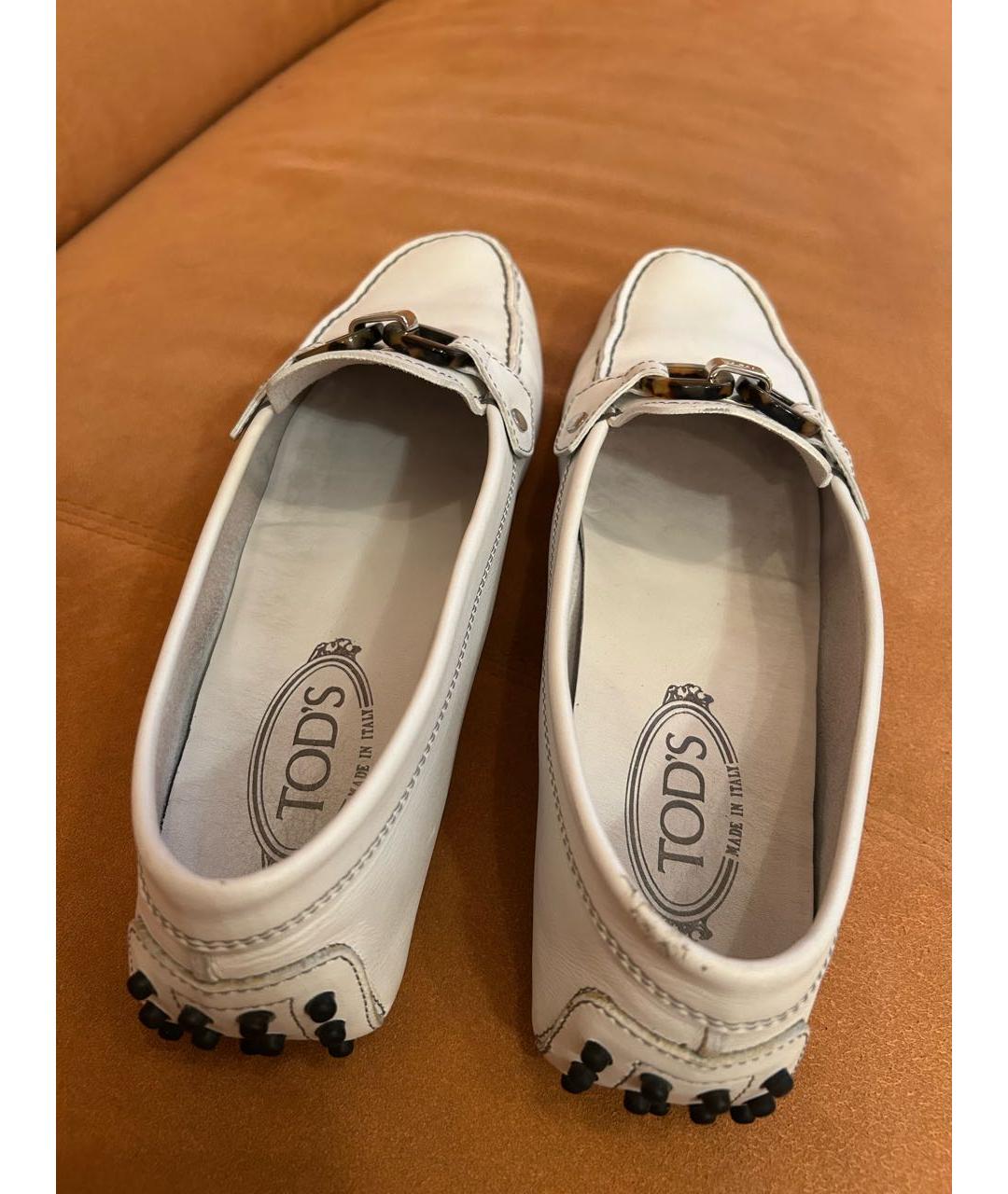TOD'S Белые кожаные мокасины, фото 3