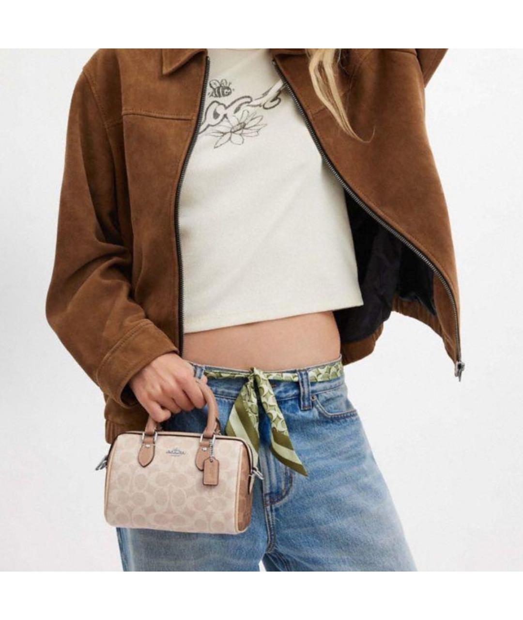 COACH Коричневая кожаная сумка через плечо, фото 5