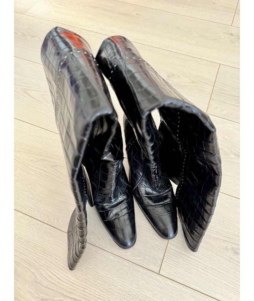 MAX MARA Черные кожаные сапоги, фото 2