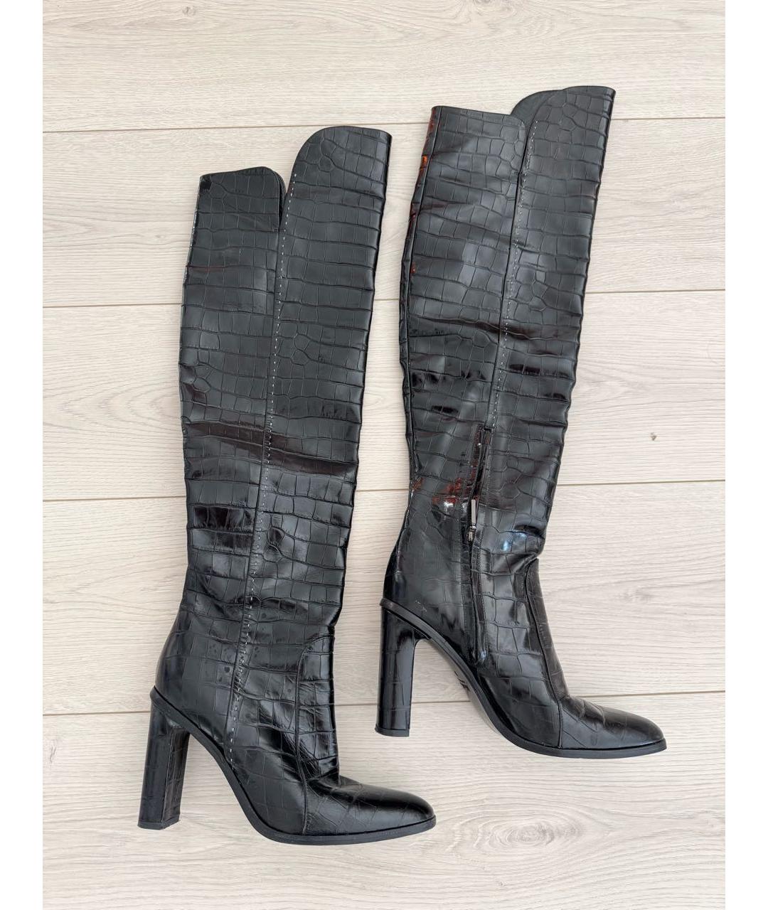 MAX MARA Черные кожаные сапоги, фото 4