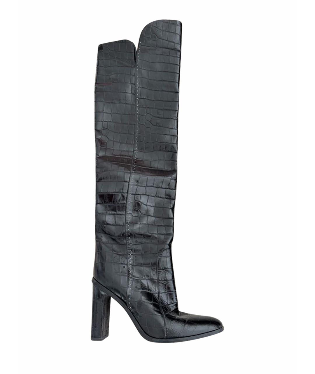 MAX MARA Черные кожаные сапоги, фото 1