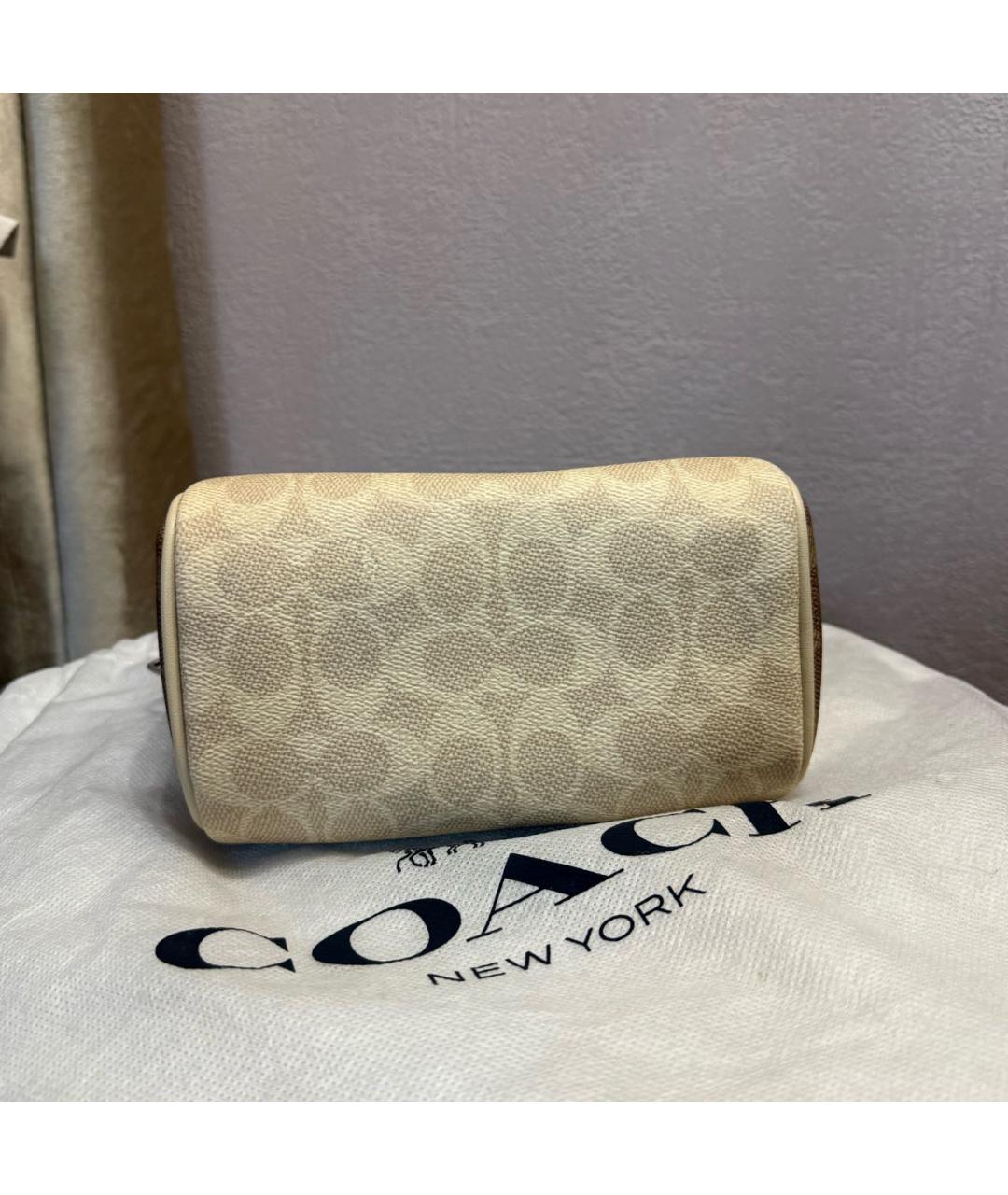 COACH Коричневая кожаная сумка с короткими ручками, фото 5