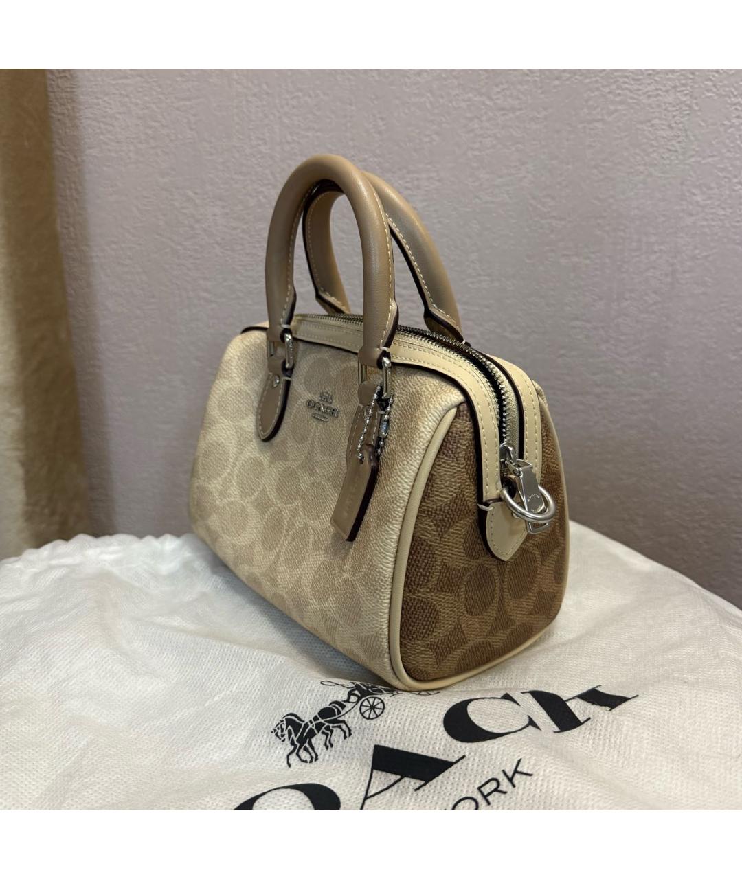 COACH Коричневая кожаная сумка через плечо, фото 3