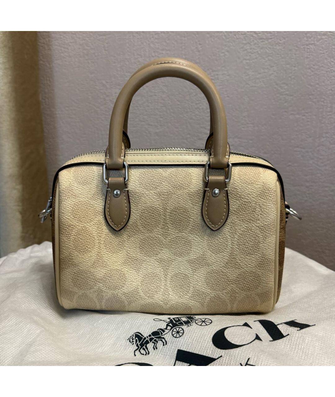 COACH Коричневая кожаная сумка через плечо, фото 4