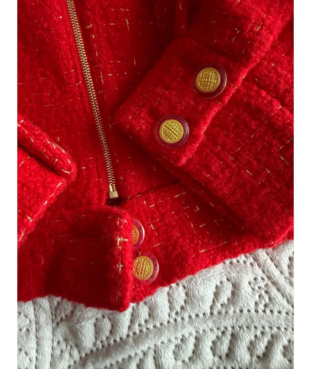 12 STOREEZ Красный твидовый жакет/пиджак, фото 3