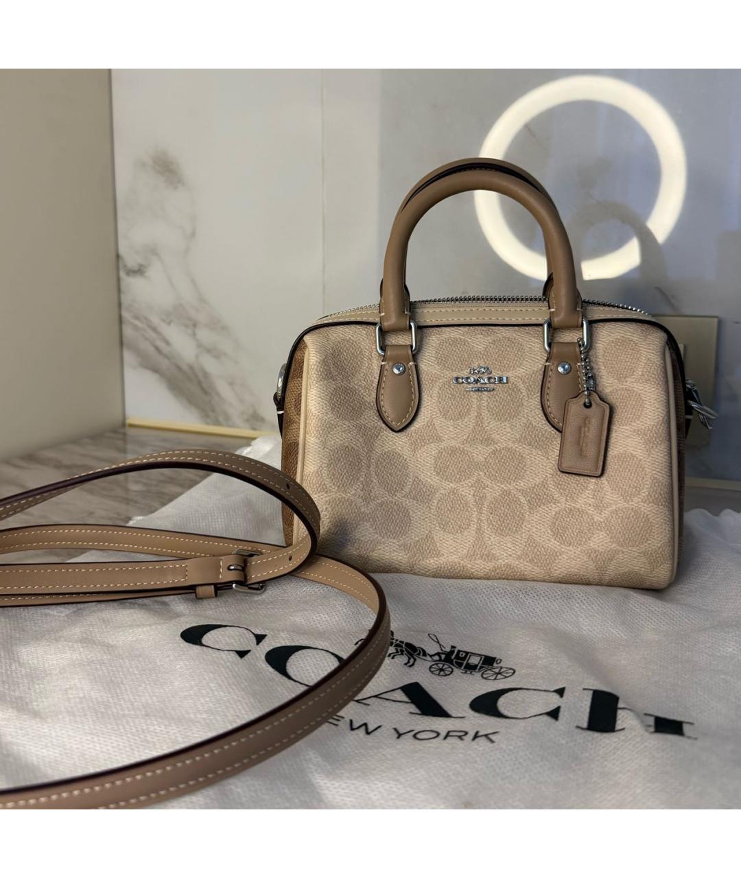 COACH Коричневая кожаная сумка через плечо, фото 2