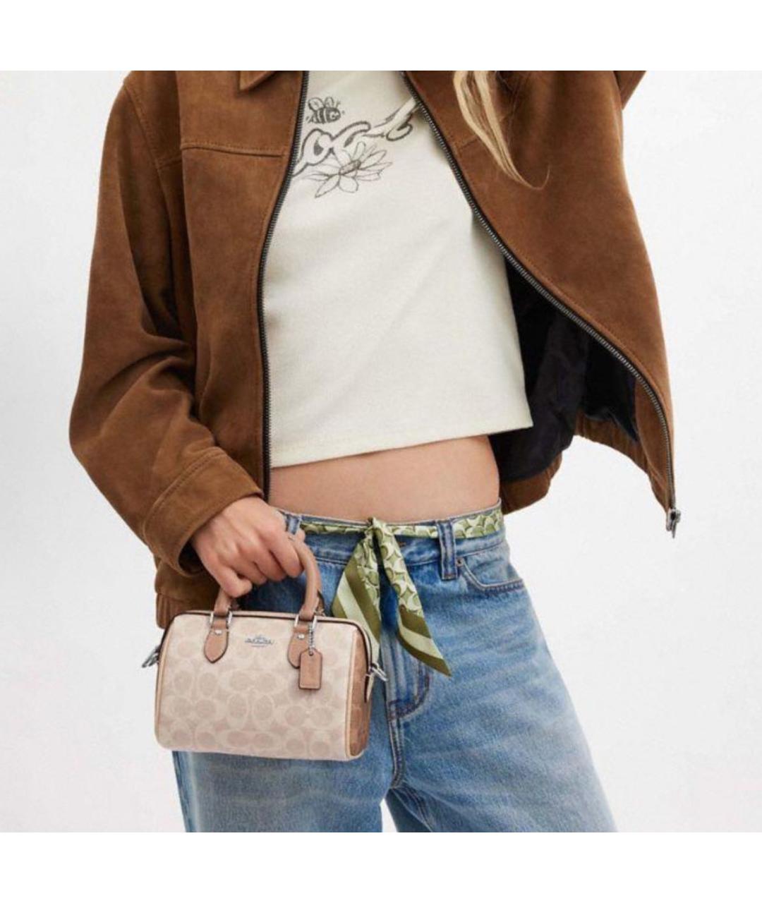 COACH Коричневая кожаная сумка через плечо, фото 7