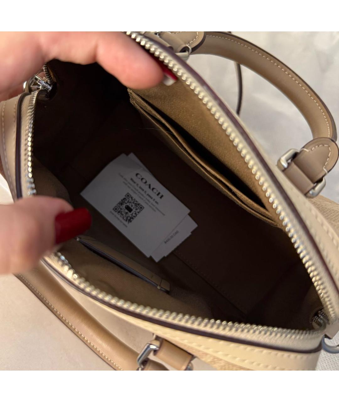 COACH Коричневая кожаная сумка через плечо, фото 6