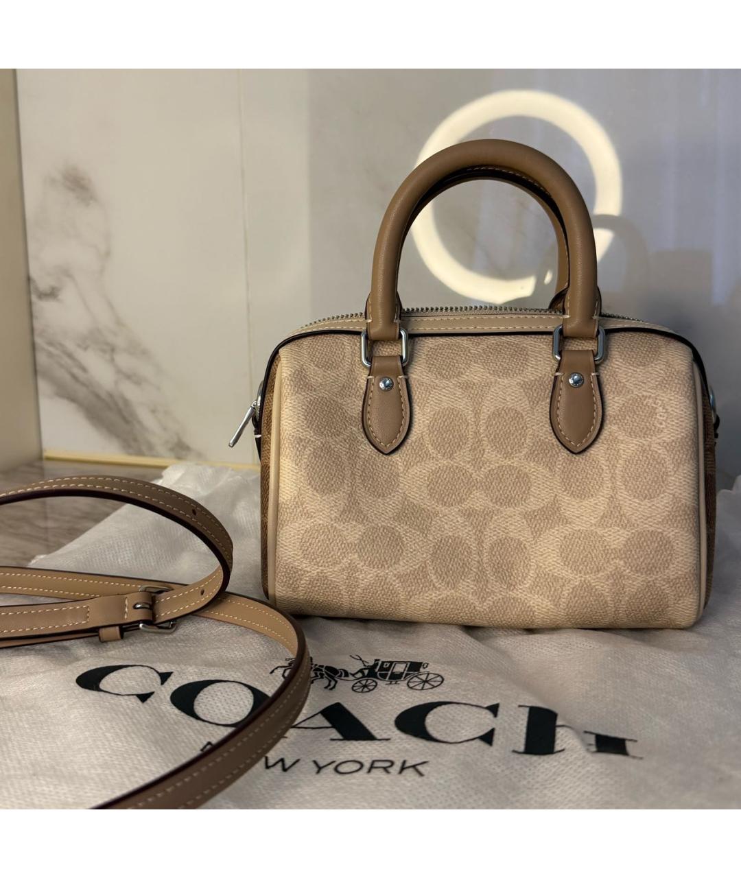 COACH Коричневая кожаная сумка через плечо, фото 4