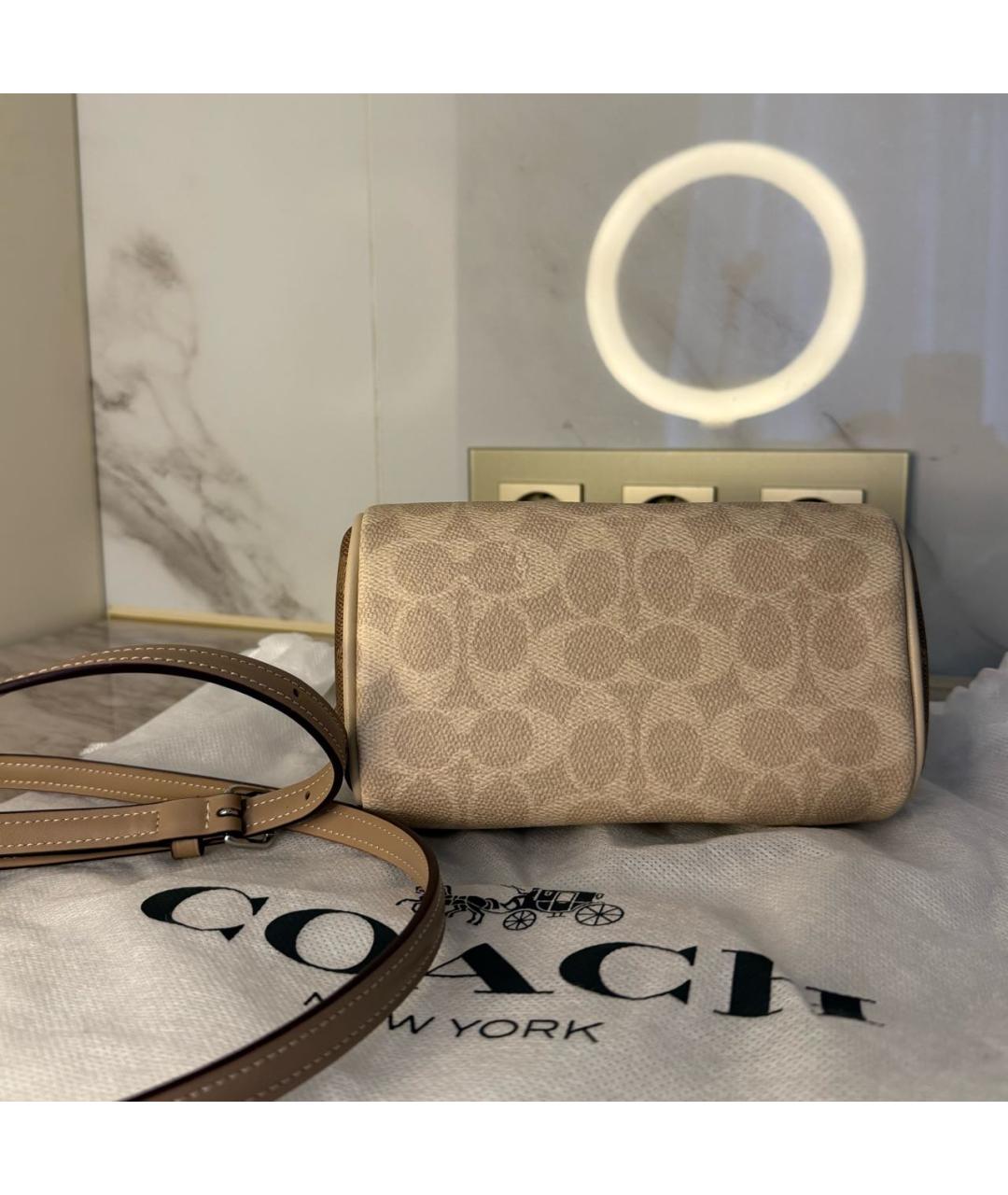 COACH Коричневая кожаная сумка через плечо, фото 5