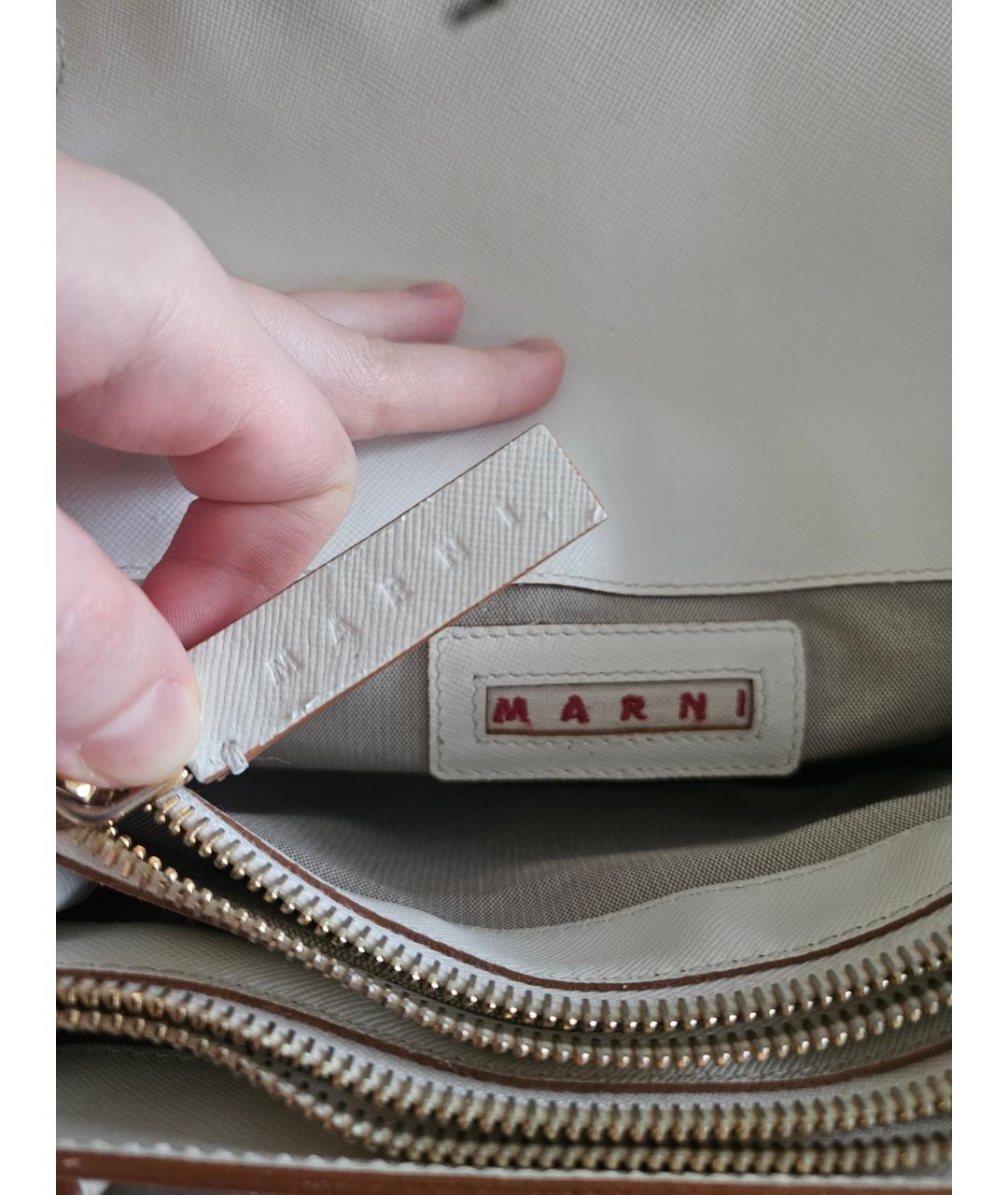 MARNI Белая кожаная сумка через плечо, фото 9