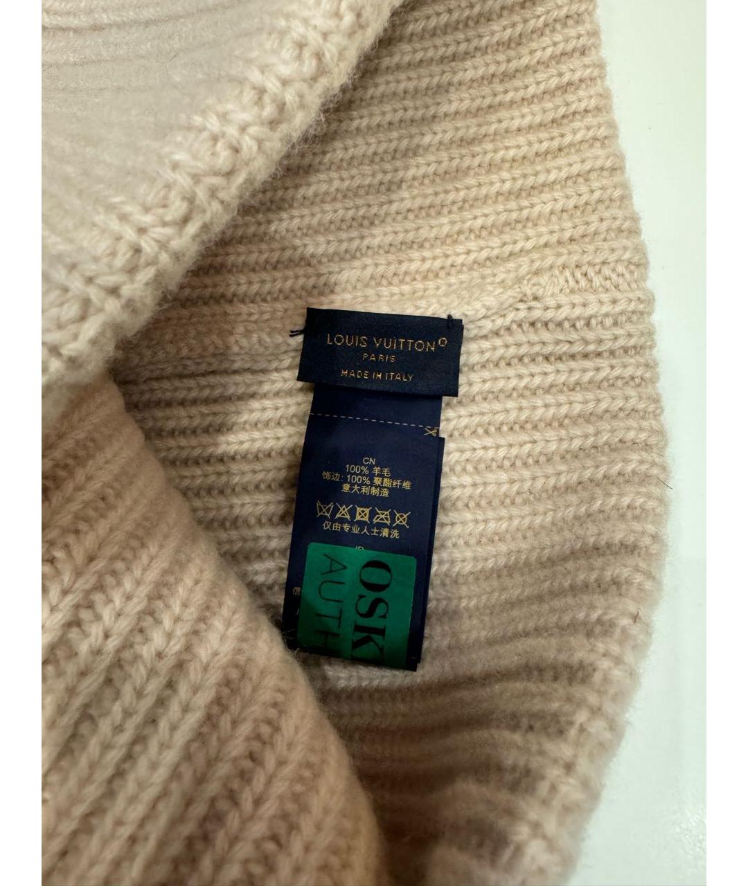 LOUIS VUITTON Бежевая шерстяная шапка, фото 3