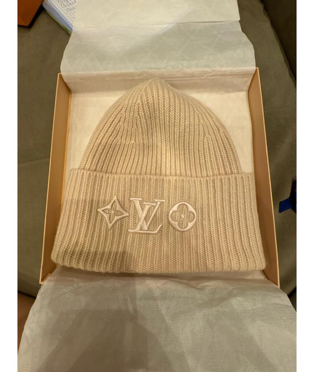 LOUIS VUITTON Бежевая шерстяная шапка, фото 5