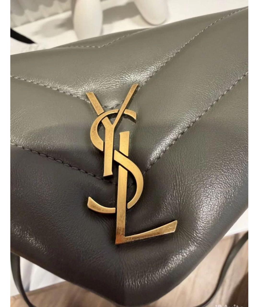 SAINT LAURENT Серая кожаная сумка через плечо, фото 5