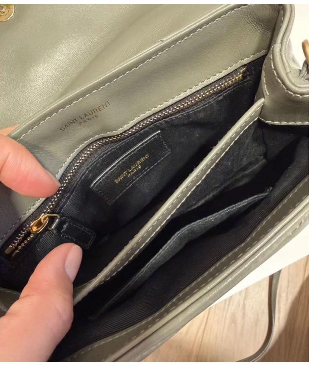 SAINT LAURENT Серая кожаная сумка через плечо, фото 6
