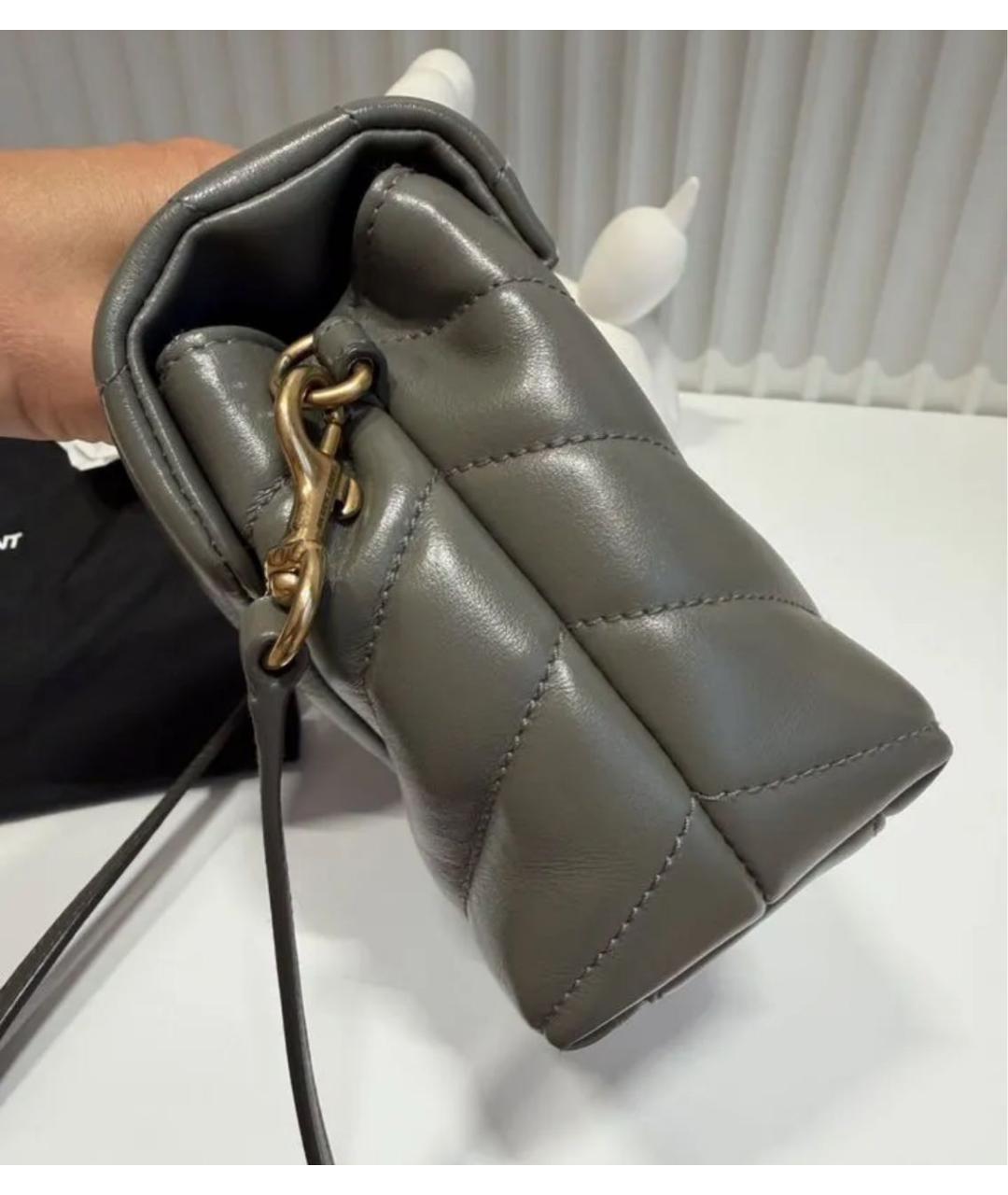 SAINT LAURENT Серая кожаная сумка через плечо, фото 4