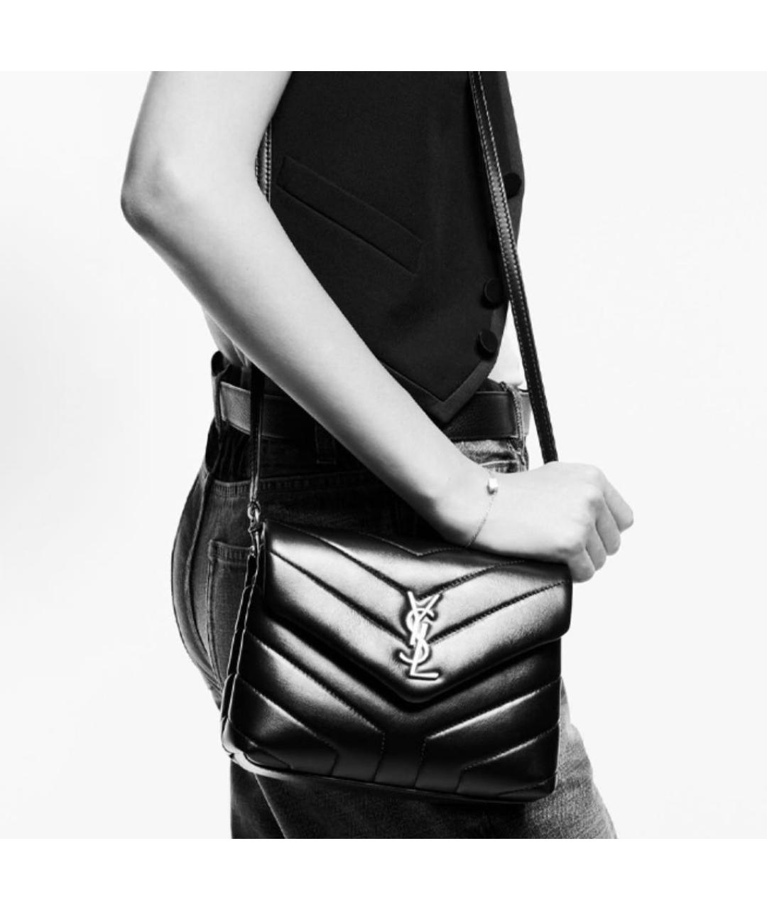 SAINT LAURENT Серая кожаная сумка через плечо, фото 7