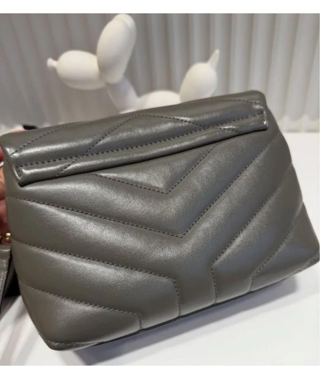 SAINT LAURENT Серая кожаная сумка через плечо, фото 2