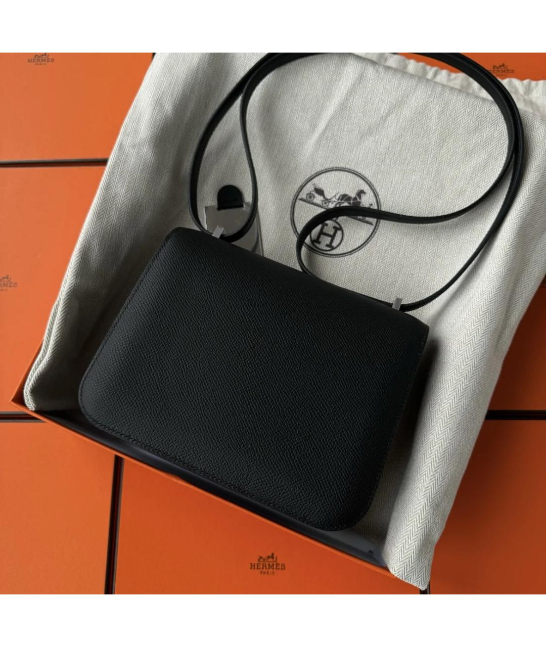 HERMES Черная кожаная сумка через плечо, фото 3