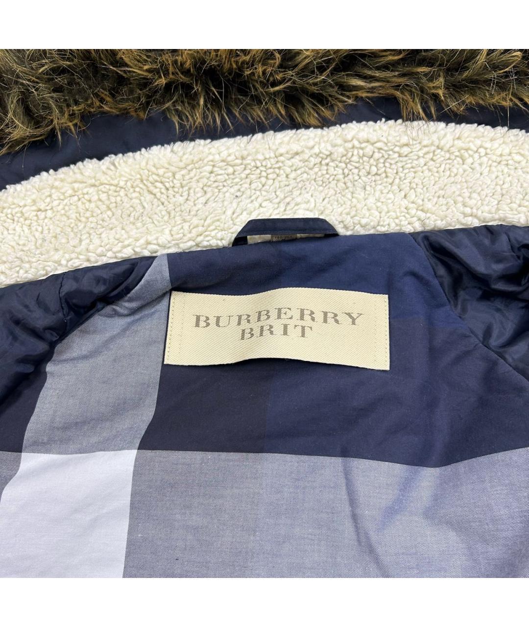 BURBERRY Темно-синяя полиэстеровая парка, фото 4
