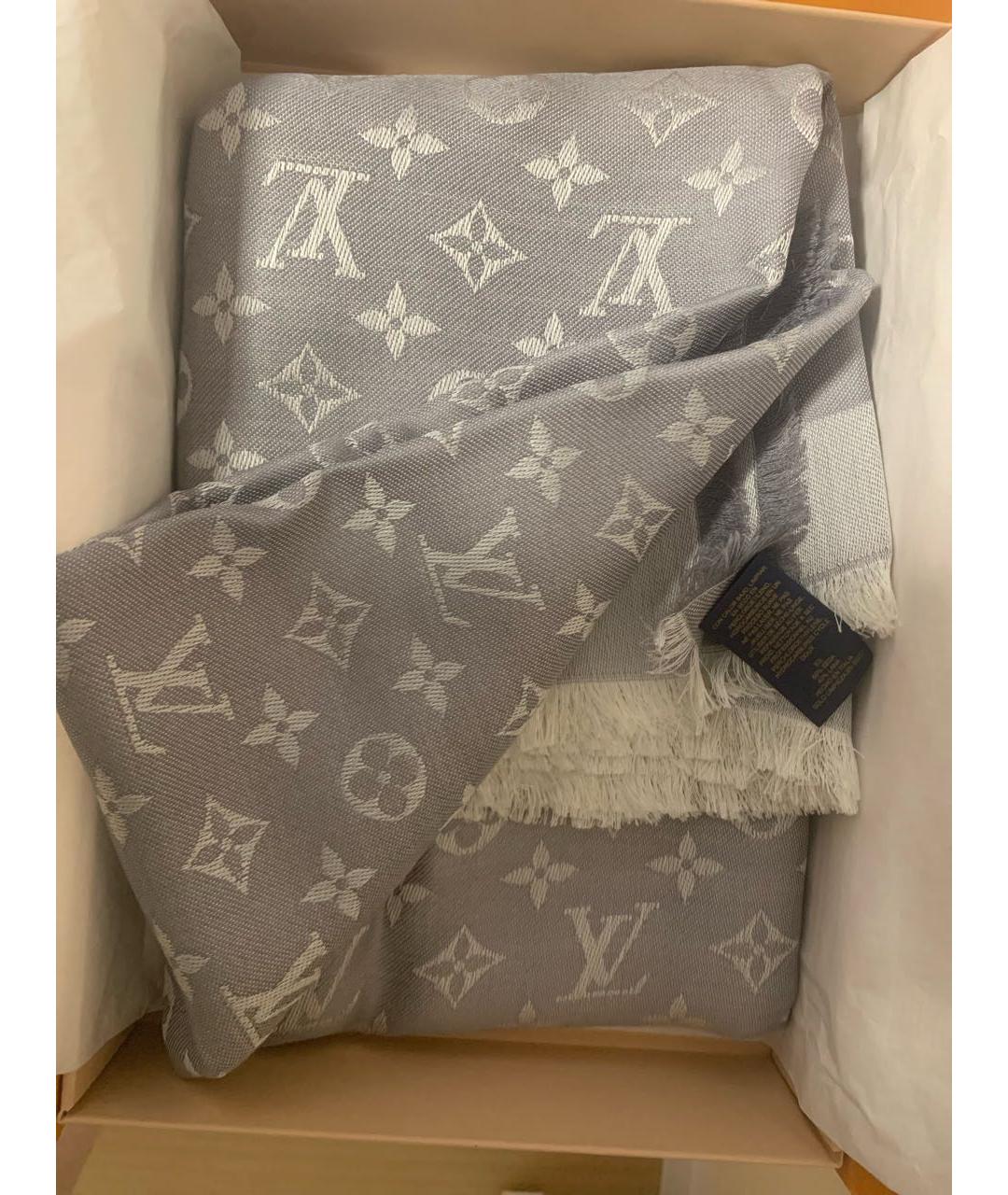 LOUIS VUITTON Серый шелковый платок, фото 2