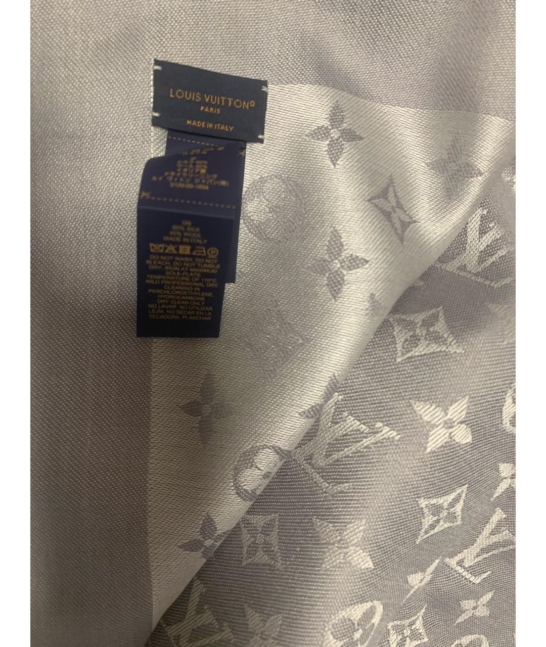 LOUIS VUITTON Серый шелковый платок, фото 3