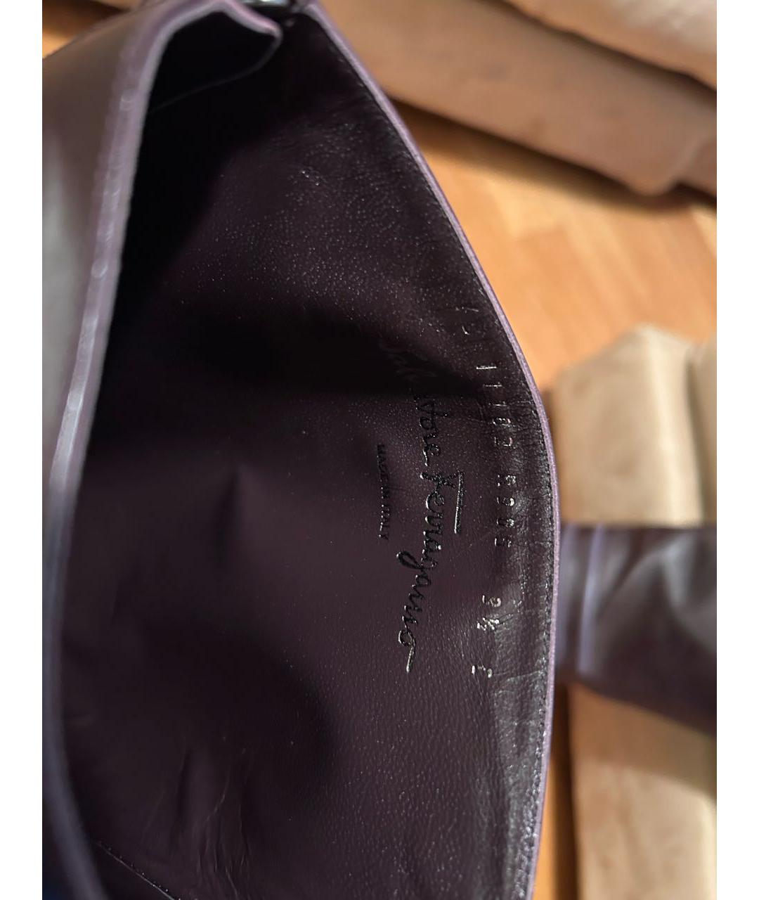 FERRAGAMO Фиолетовые кожаные сапоги, фото 8