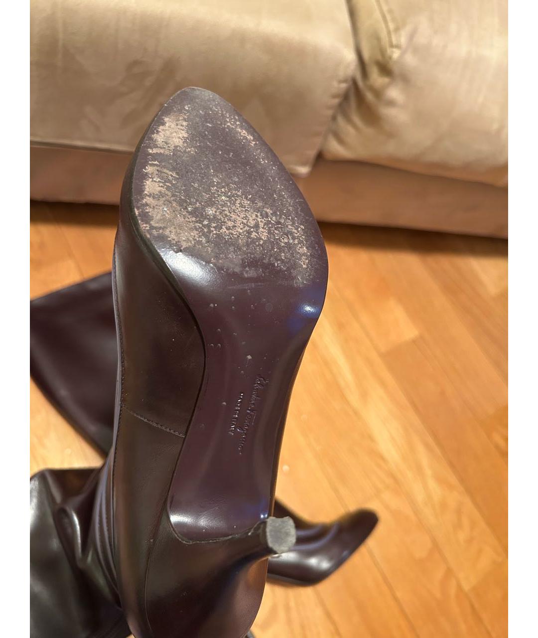 FERRAGAMO Фиолетовые кожаные сапоги, фото 6