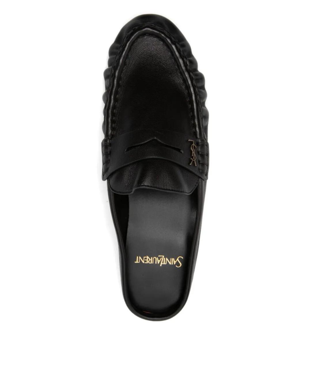 SAINT LAURENT Черные кожаные сабо, фото 4