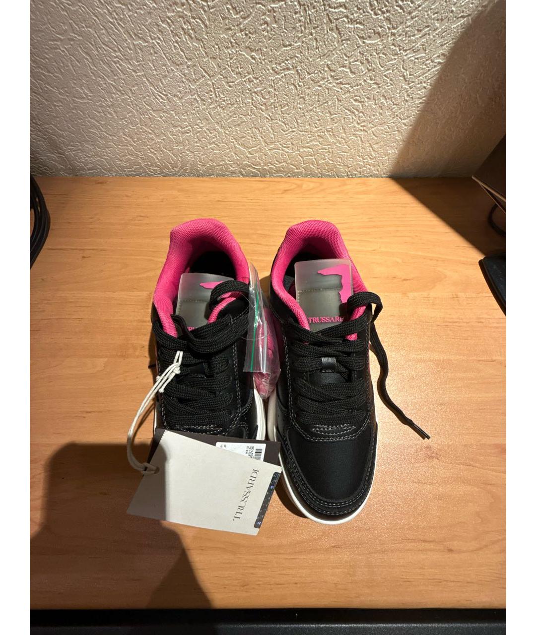 TRUSSARDI Черные кожаные кроссовки, фото 3