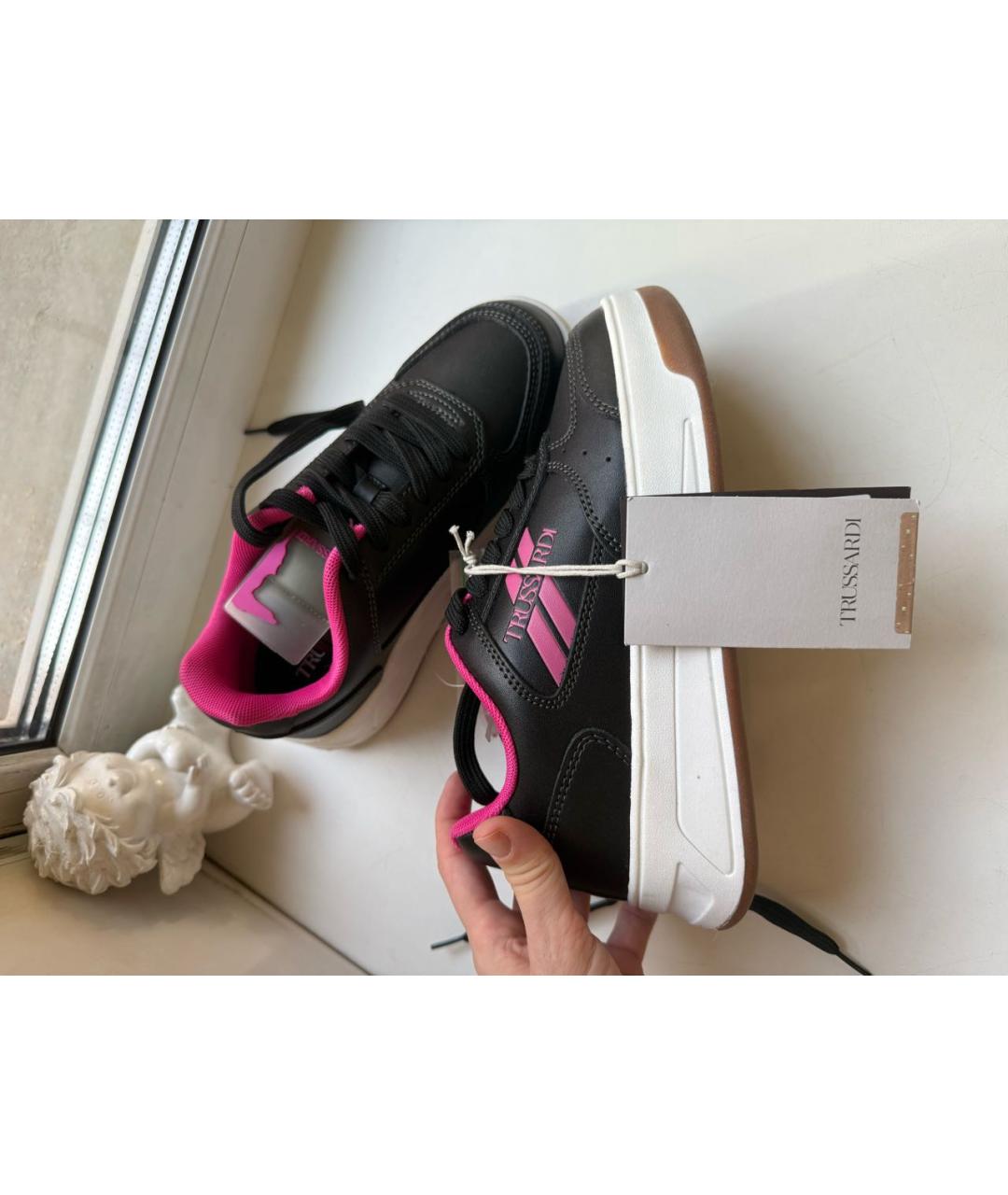 TRUSSARDI Черные кожаные кроссовки, фото 5