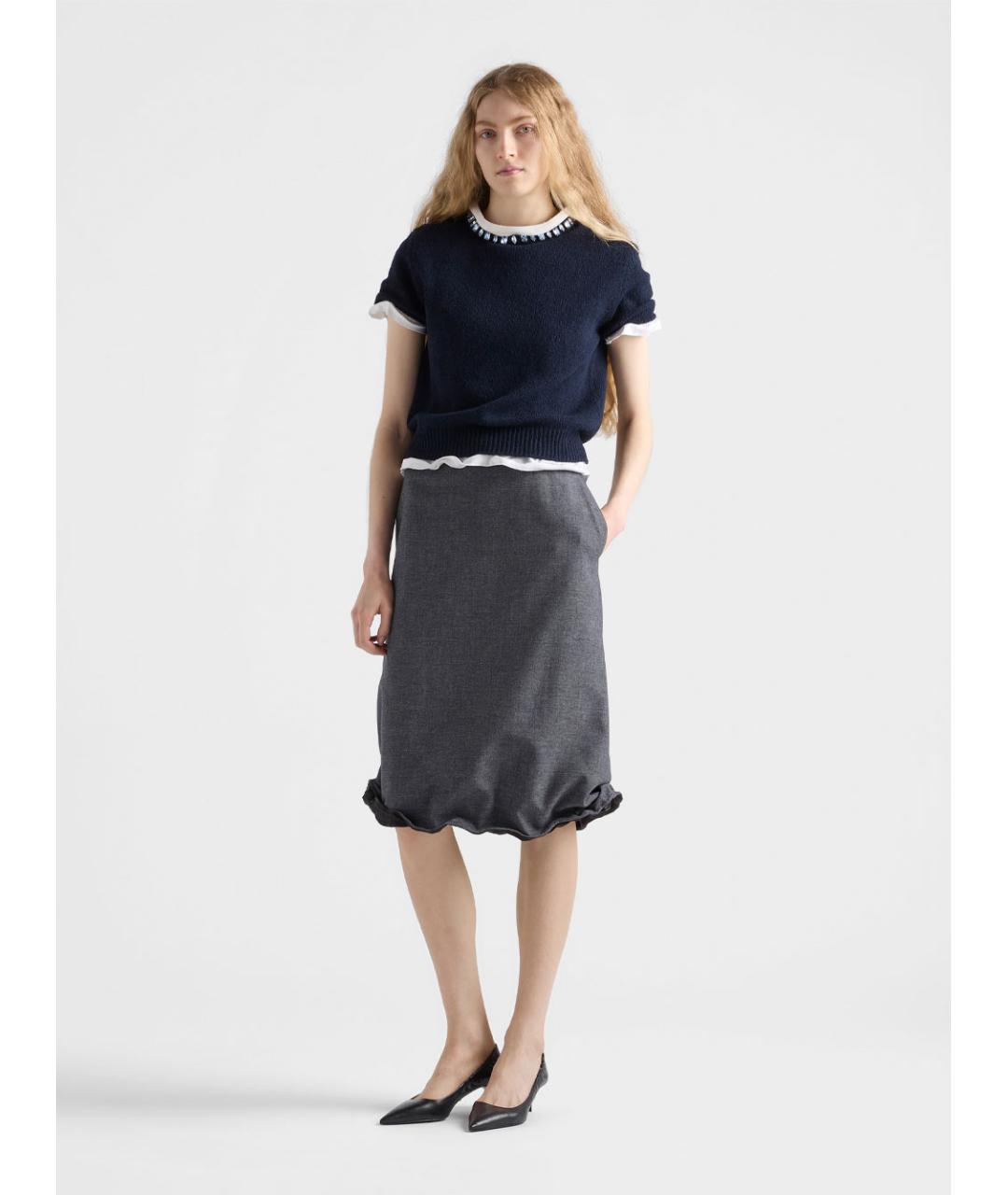 PRADA Синий шерстяной джемпер / свитер, фото 2