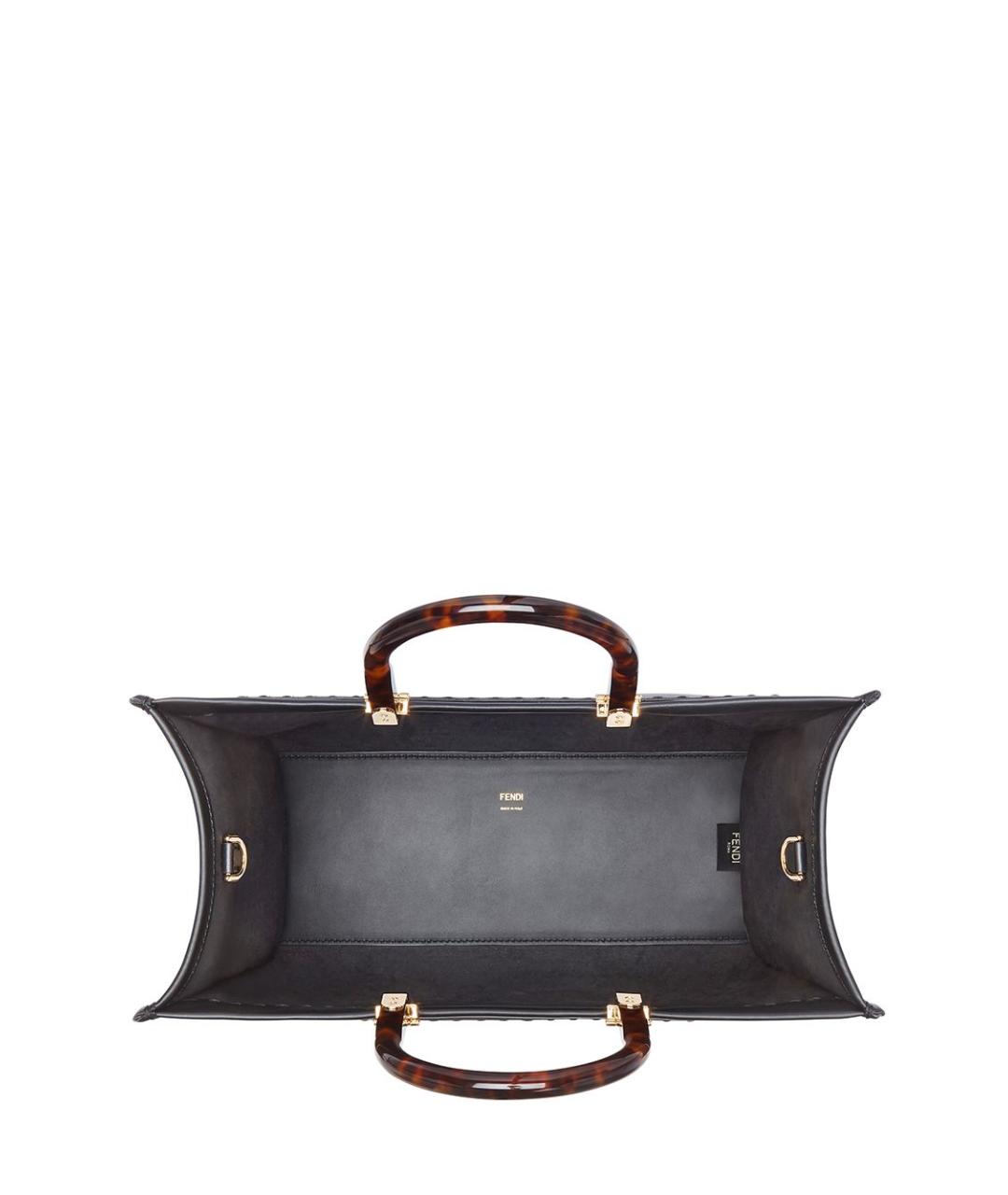 FENDI Черная кожаная сумка тоут, фото 5