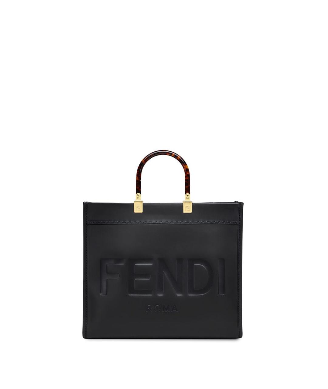 FENDI Черная кожаная сумка тоут, фото 1