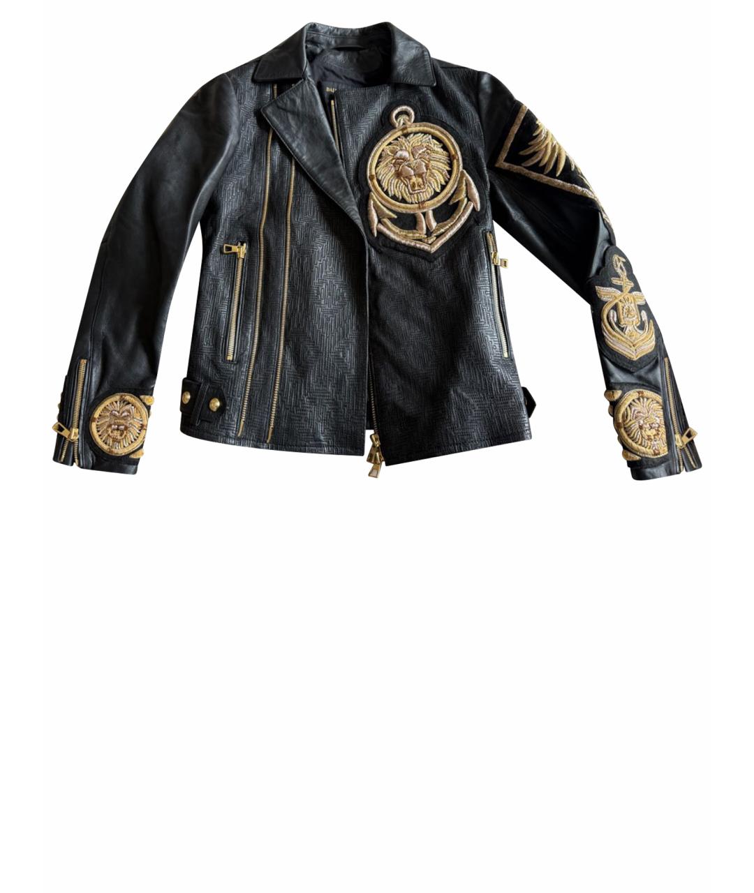 BALMAIN Черная кожаная куртка, фото 1