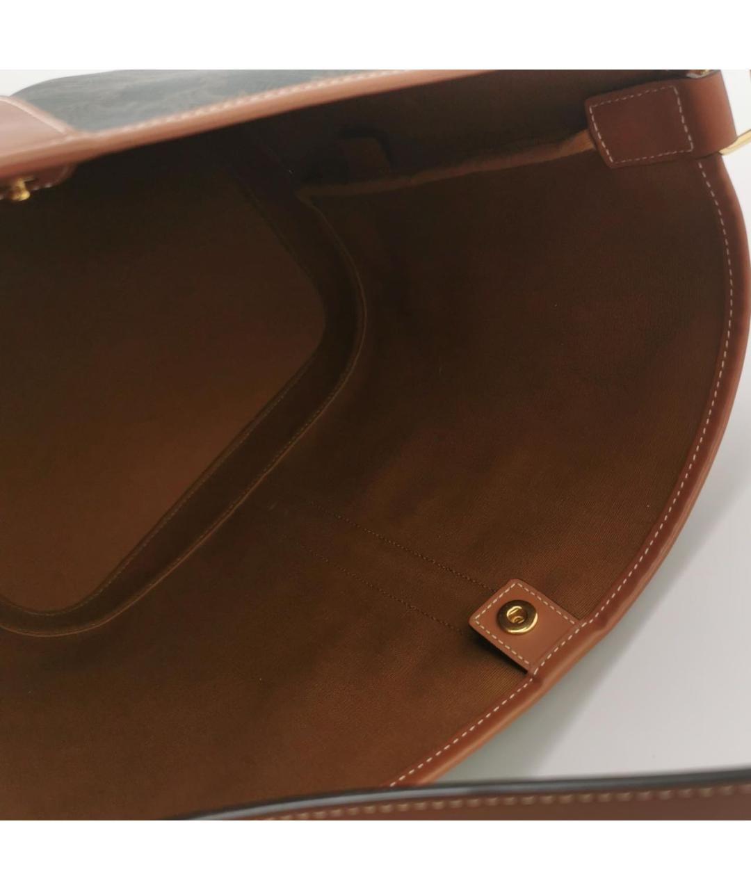 CELINE Коричневая кожаная сумка тоут, фото 6
