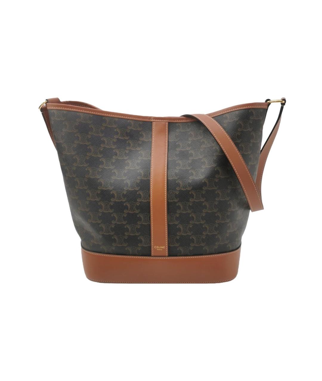 CELINE Коричневая кожаная сумка тоут, фото 9