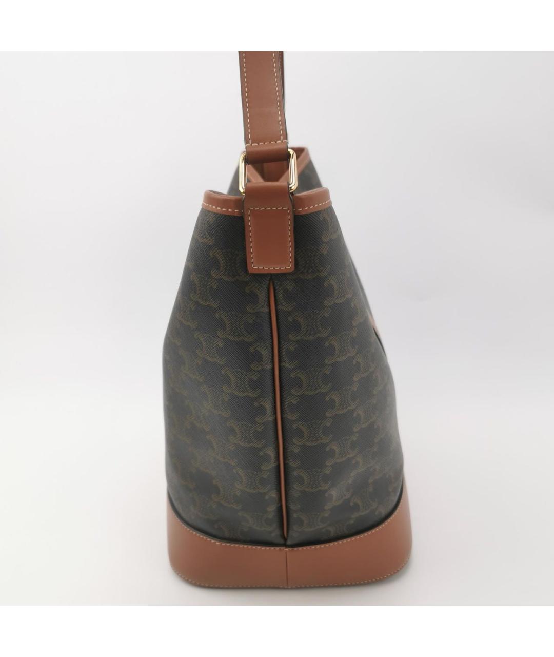 CELINE Коричневая кожаная сумка тоут, фото 4