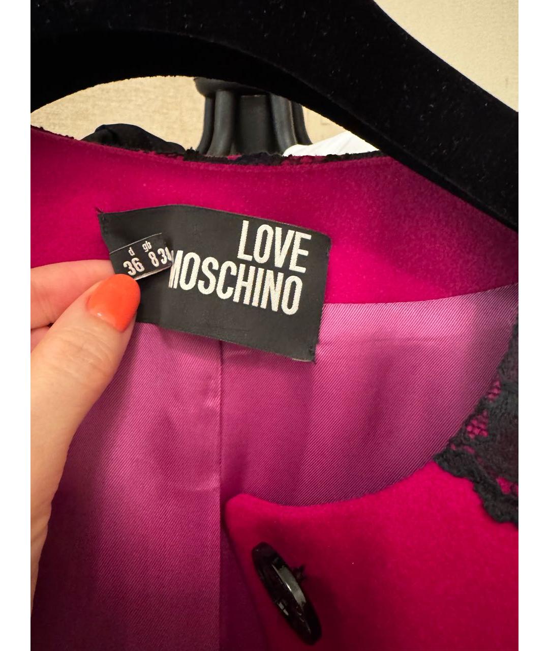 LOVE MOSCHINO Фуксия хлопко-эластановое пальто, фото 3