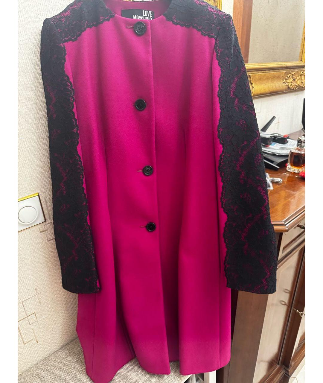 LOVE MOSCHINO Фуксия хлопко-эластановое пальто, фото 9